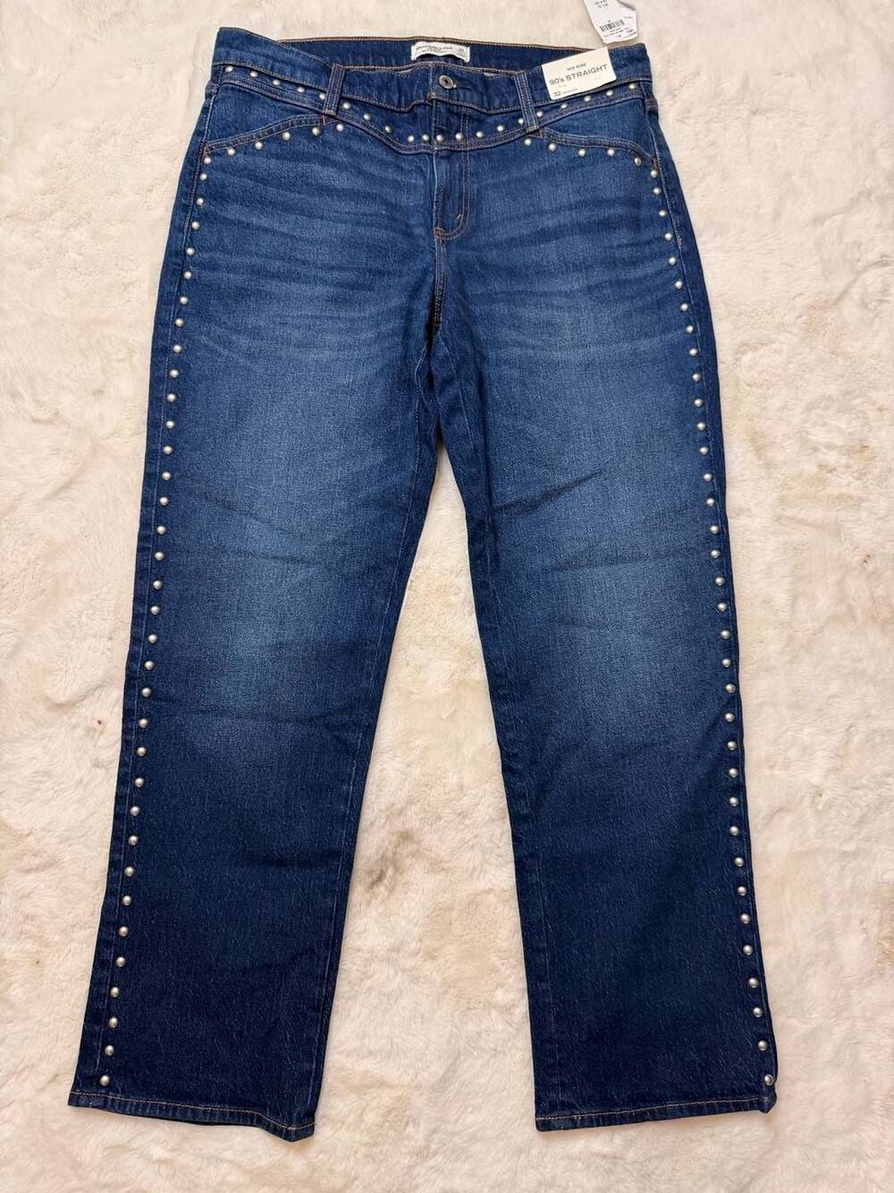 Abercrombie & Fitch Mid Rise 90's Straight Studded Jeans